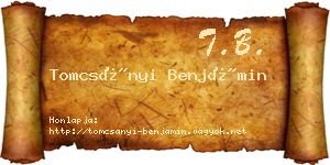 Tomcsányi Benjámin névjegykártya